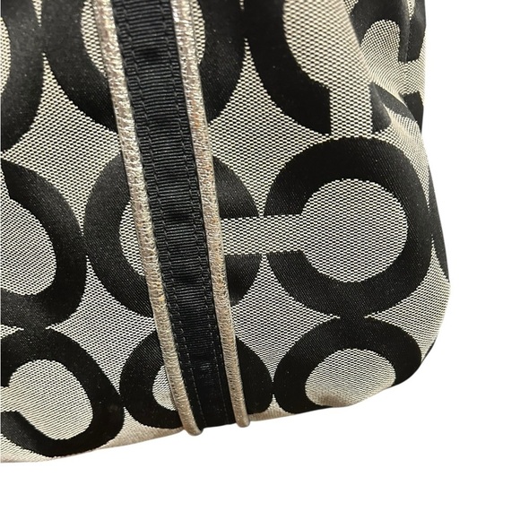 COACH Poppy Black Silver Gray Signature Canvas Large Tote - Picture 7 of 15